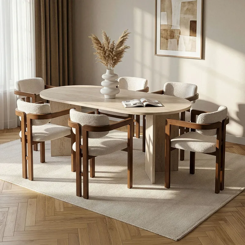 Dining Table & Chairs Set Nordure Vit - Møbler - Borde - Spisebordssæt