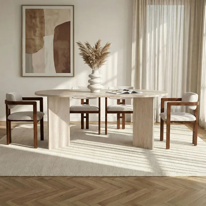 Dining Table & Chairs Set Nordure Vit - Møbler - Borde - Spisebordssæt
