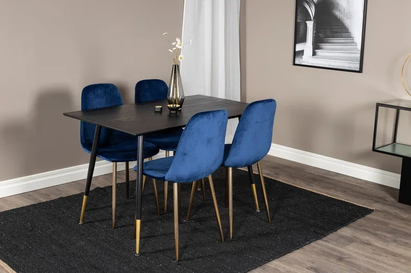 Dipp Spisebord 120 cm med 4 Polar Køkkenstole i Velour
