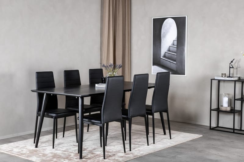 Dipp spisebord 180 cm med 6 Slim spisebordsstole