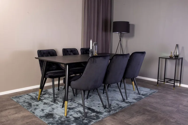 Dipp Spisebord 180 cm med 6 Velvet Deluxe Velourstole
