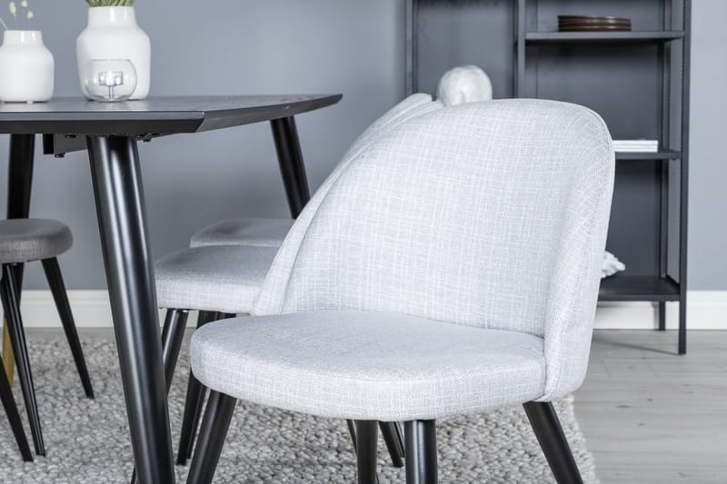 Dipp spisebord 180 cm med 6 Velvet spisebordsstole