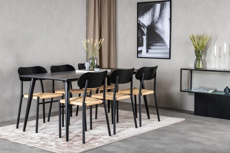 Dipp spisebord 180 cm med 6 Polly spisebordsstole