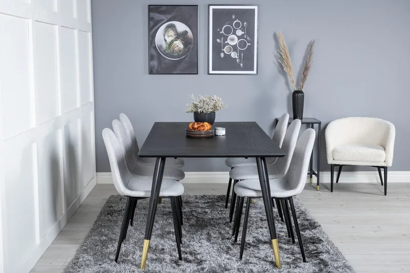 Dipp spisebord 180 cm med 6 Polar spisebordsstole