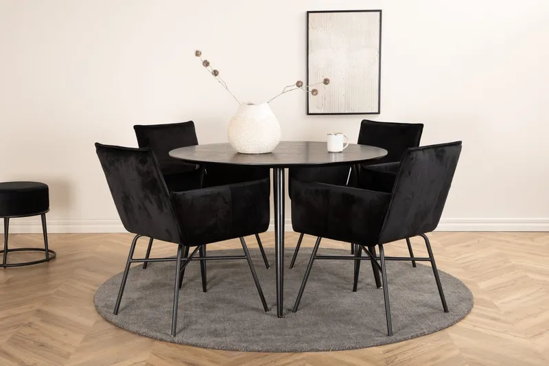 Dipp spisebord med 4 Petra armstole