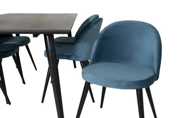 Dipp spisebordssæt, rektangulært 180 cm, med 6 Velvet-stole - Møbler - Borde - Spisebordssæt