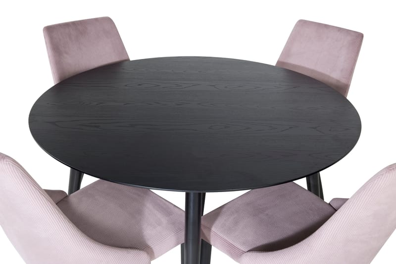 Dipp Spisebordssæt 115 cm Rund med 4 Leone Stole - Svart - Møbler - Borde - Spisebordssæt
