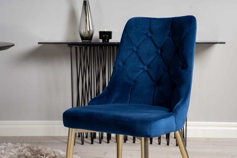 Dipp Spisebordssæt 115 cm Rund med 4 Velvet Stole - Svart - Møbler - Borde - Spisebordssæt