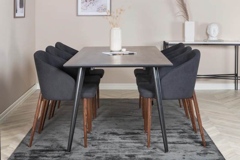 Dipp Spisebordssæt 180 cm Rektangulær med 6 Arch Stole - Svart - Møbler - Borde - Spisebordssæt