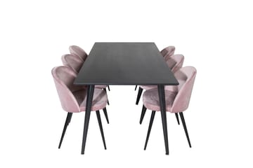 Dipp Spisebordssæt 180 cm Rektangulær med 6 Velvet Stole