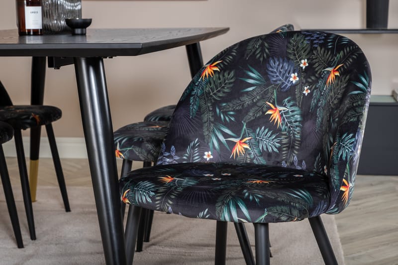 Dipp Spisebordssæt 180 cm Rektangulær med 6 Velvet Stole - Svart/Gull - Møbler - Borde - Spisebordssæt