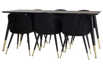 Dipp Spisebordssæt 180 cm Rektangulær med 6 Velvet Stole