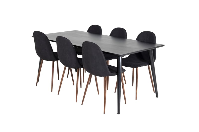 Dipp Spisebordssæt 180 cm Rektangulær med 6 Polar Stole - Svart - Møbler - Borde - Spisebordssæt