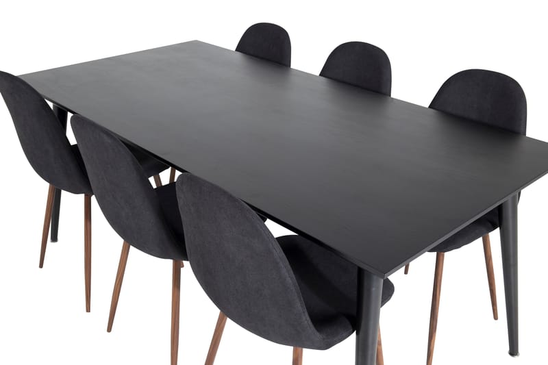 Dipp Spisebordssæt 180 cm Rektangulær med 6 Polar Stole - Svart - Møbler - Borde - Spisebordssæt