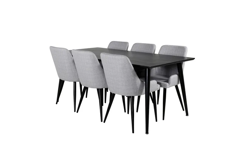 Dipp Spisebordssæt 180 cm Rektangulær med 6 Plaza Stole - Svart - Møbler - Borde - Spisebordssæt