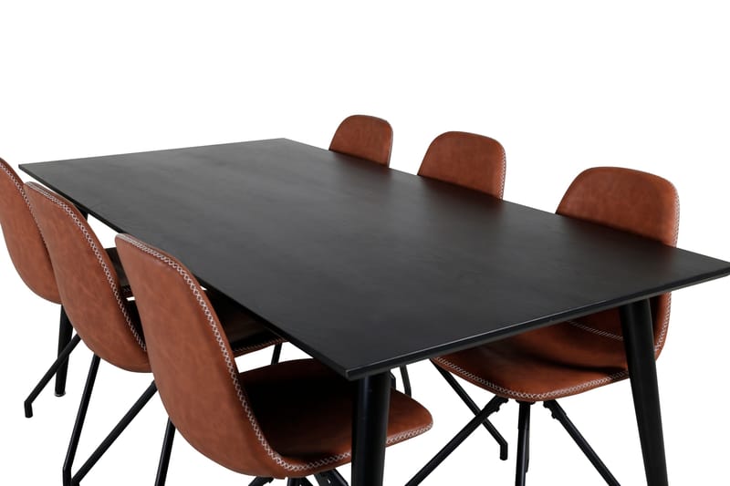 Dipp Spisebordssæt 180 cm Rektangulær med 6 Polar Stole - Svart - Møbler - Borde - Spisebordssæt