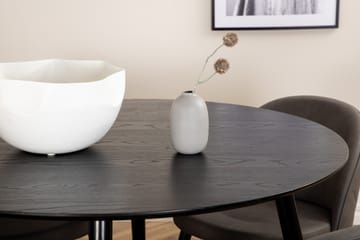 Dipp Spisegruppe 115 cm Rund med 4 Velvet stole - Sort - Møbler - Borde - Spisebordssæt
