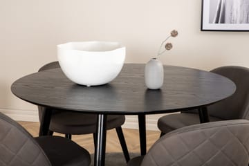 Dipp Spisegruppe 115 cm Rund med 4 Velvet stole - Sort - Møbler - Borde - Spisebordssæt