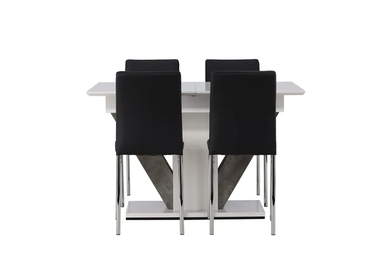 Disa Spisebordssæt 120 cm Rektangulær med 4 Lily Stole, Svart