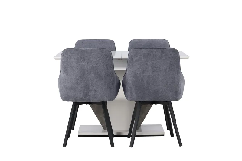 Disa Spisebordssæt 120 cm Rektangulær med 4 Rosie Stole, Svart