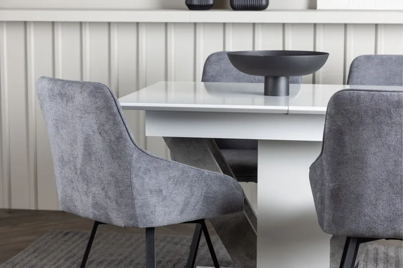 Disa Spisebordssæt 120 cm Rektangulær med 4 Rosie Stole - Svart - Møbler - Borde - Spisebordssæt