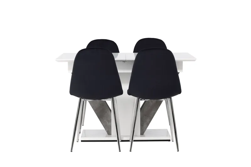 Disa Spisebordssæt 120 cm Rektangulær med 4 Polar Stole, Svart