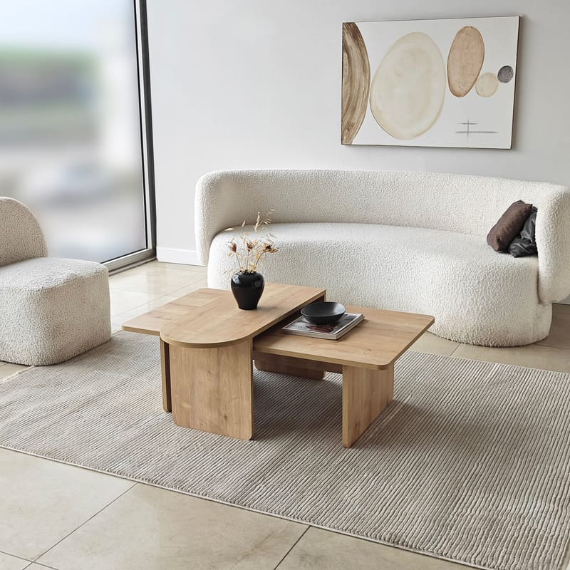 Djarhint Sofabordssæt 82 cm - Bronze og Sapphire Oak - Møbler - Borde - Sofabord