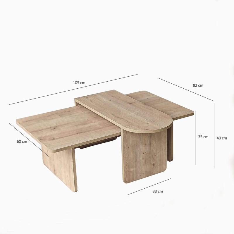 Djarhint Sofabordssæt 82 cm - Bronze og Sapphire Oak - Møbler - Borde - Sofabord