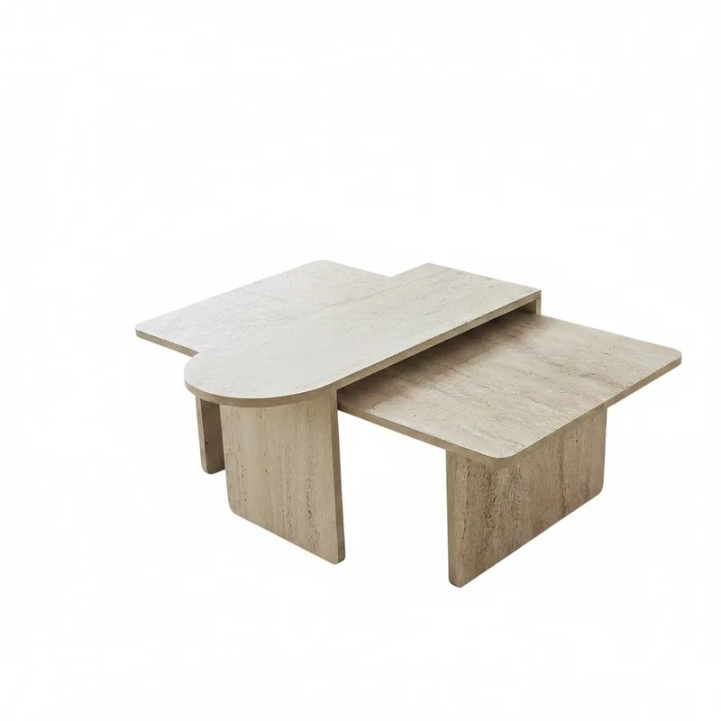Djarhint Sofabordssæt 82 cm, Bronze og travertin