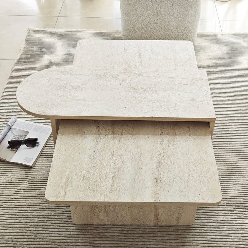 Djarhint Sofabordssæt 82 cm - Bronze og travertin - Møbler - Borde - Sofabord