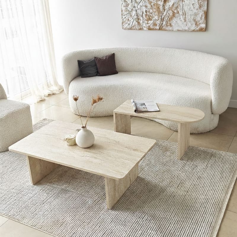 Djarhint Sofabordssæt 82 cm - Bronze og travertin - Møbler - Borde - Sofabord