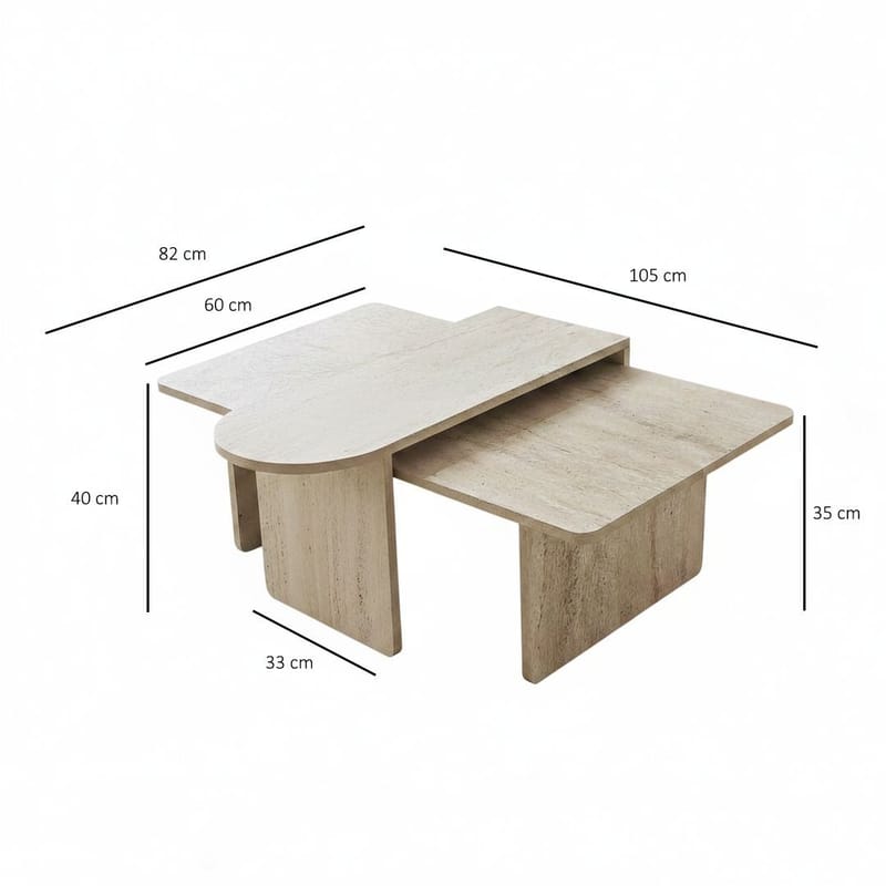 Djarhint Sofabordssæt 82 cm - Bronze og travertin - Møbler - Borde - Sofabord