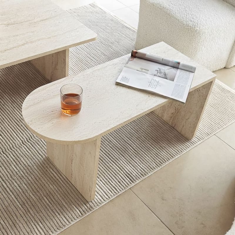 Djarhint Sofabordssæt 82 cm - Bronze og travertin - Møbler - Borde - Sofabord