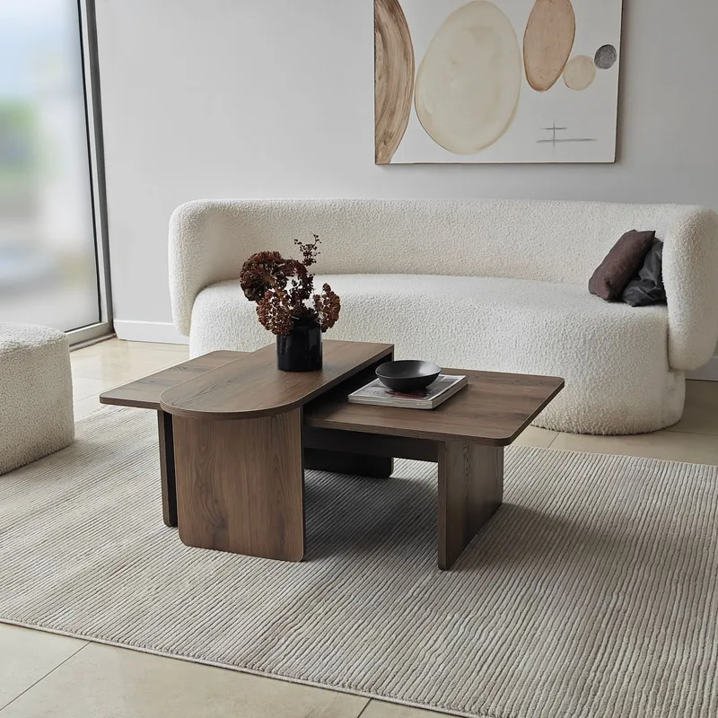 Djarhint Sofabordssæt 82 cm - Bronze og valnød - Møbler - Borde - Sofabord