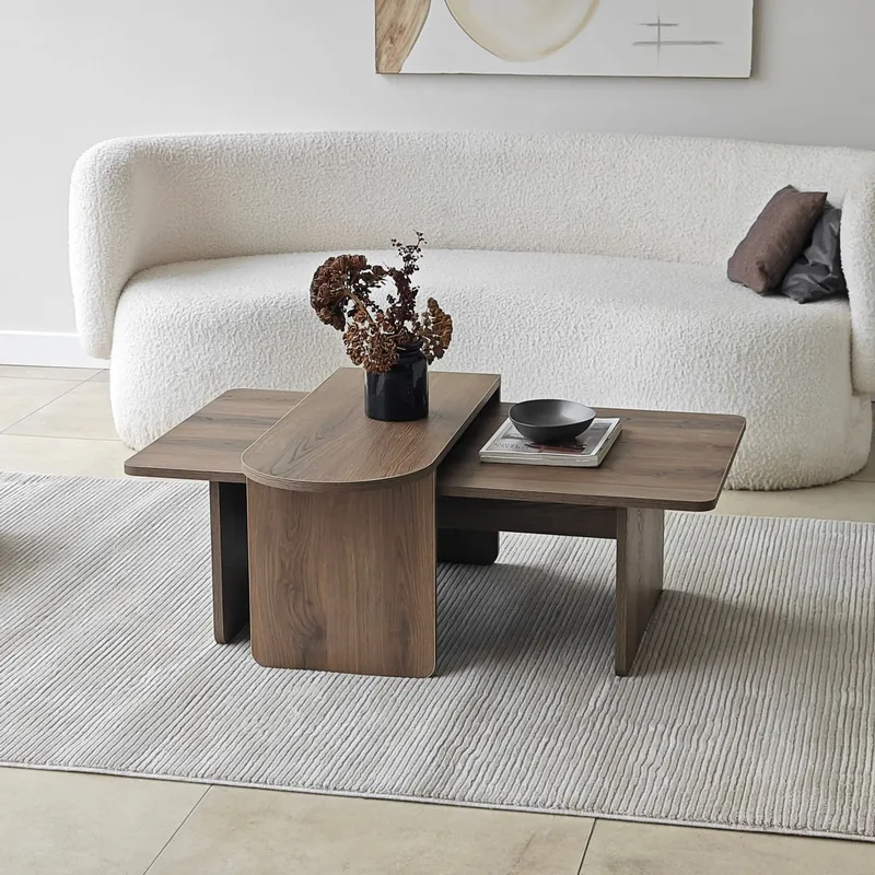 Djarhint Sofabordssæt 82 cm - Bronze og valnød - Møbler - Borde - Sofabord