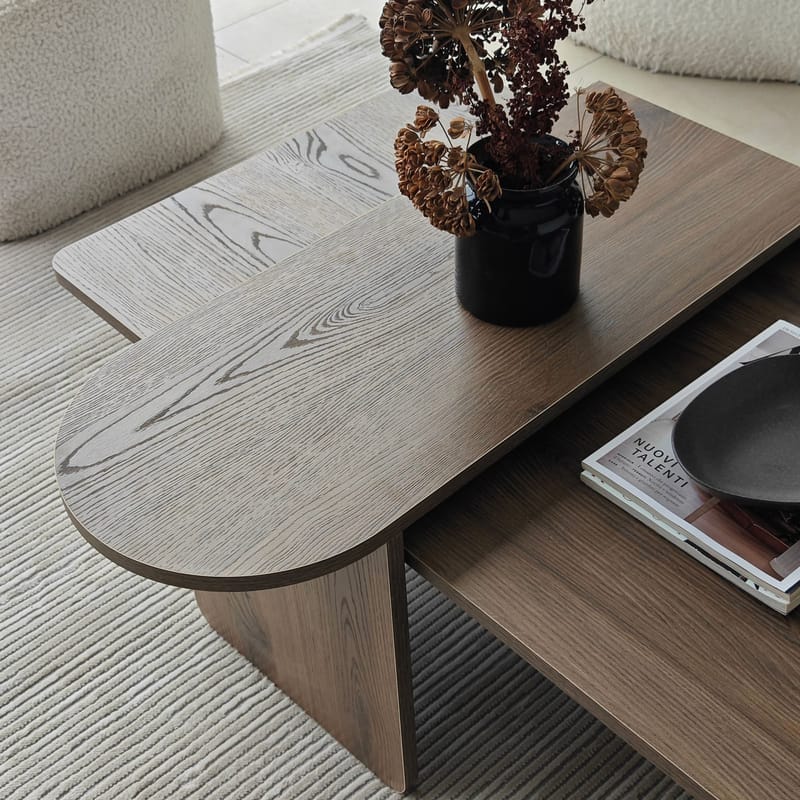 Djarhint Sofabordssæt 82 cm - Bronze og valnød - Møbler - Borde - Sofabord