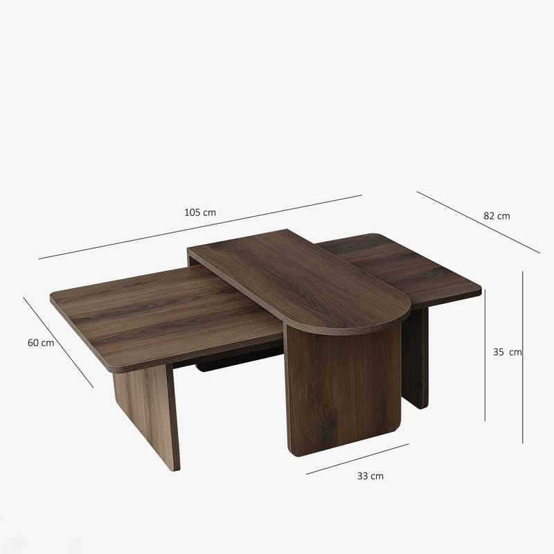 Djarhint Sofabordssæt 82 cm - Bronze og valnød - Møbler - Borde - Sofabord