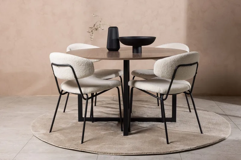 Durango Spisebord 120 cm Rundt med 4 Chico Spisebordsstole