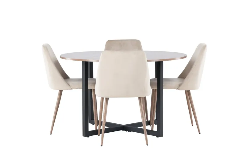 Durango Spisebordsgruppe 120 cm Rund med 4 Night Stole, Valnøtt