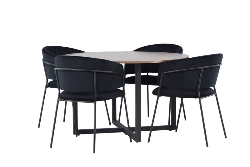 Durango Spisebordsgruppe 120 cm Rund med 4 Selma Stole - Valnøtt - Møbler - Borde - Spisebordssæt