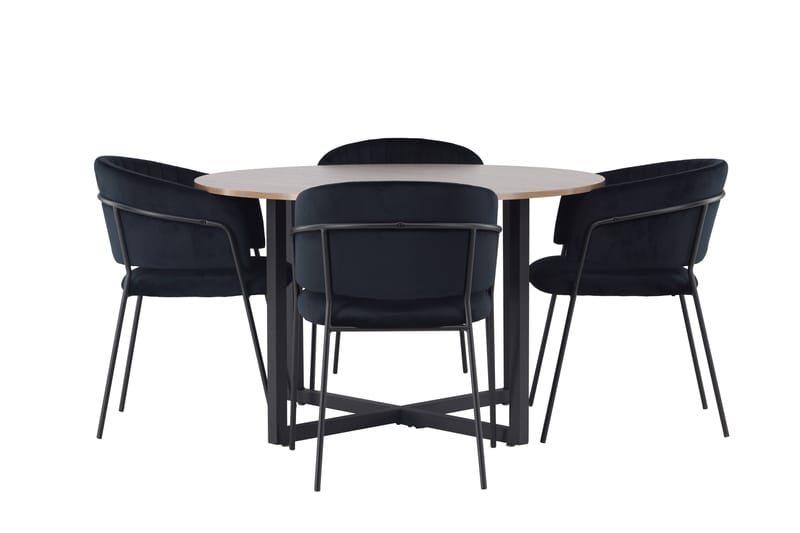 Durango Spisebordsgruppe 120 cm Rund med 4 Selma Stole, Valnøtt