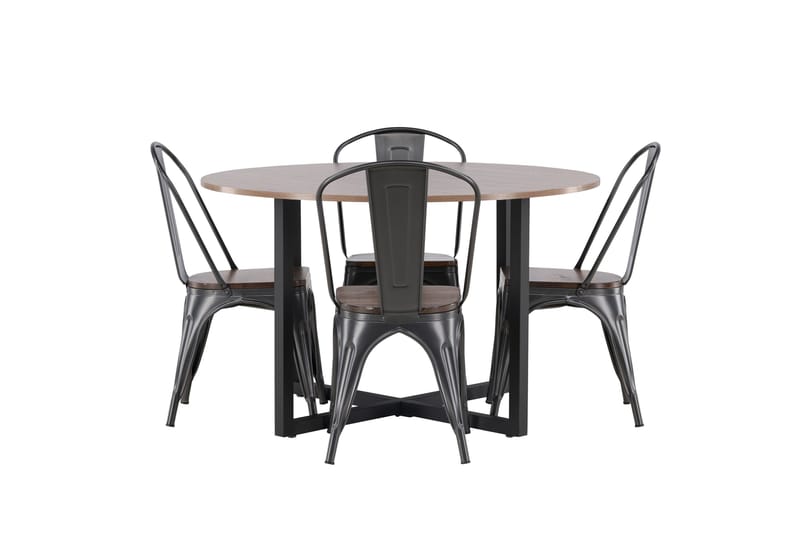 Durango Spisebordsgruppe 120 cm Rund med 4 Tempe Stole - Valnøtt - Møbler - Borde - Spisebordssæt