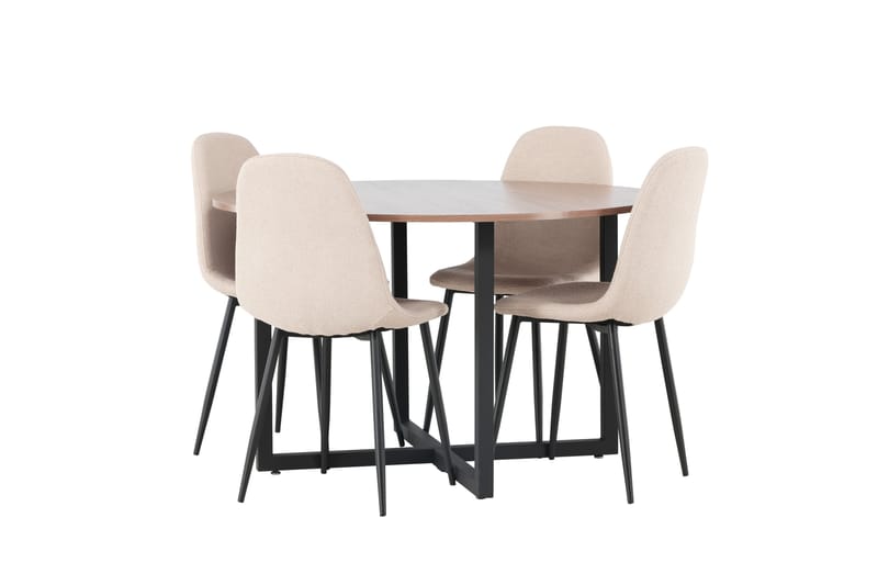 Durango Spisebordsgruppe 120 cm Rund med 4 Polar Stole - Valnøtt - Møbler - Borde - Spisebordssæt