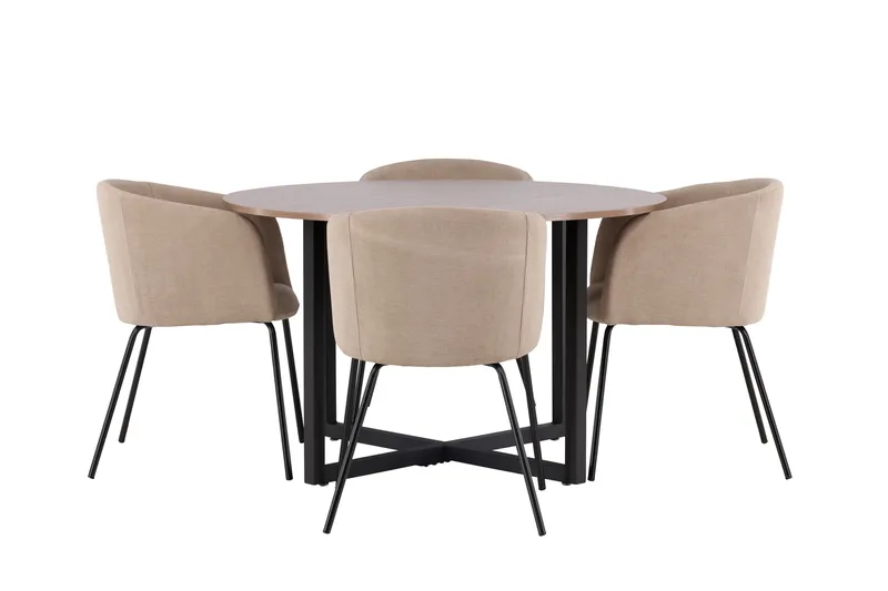Durango Spisegruppe 120 cm Rund med 4 Berit stole, Valnøtt