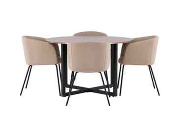 Durango Spisegruppe 120 cm Rund med 4 Berit stole - Valnøtt - Møbler - Borde - Spisebordssæt