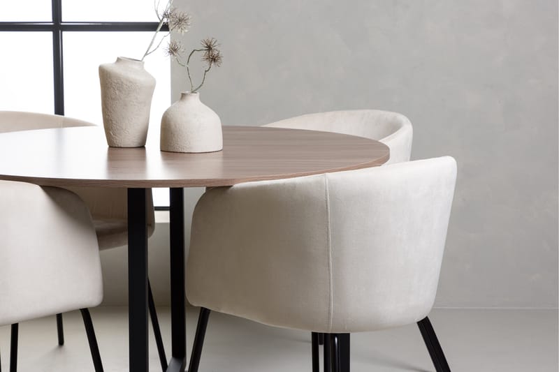 Durango Spisegruppe 120 cm Rund med 4 Berit stole - Valnøtt - Møbler - Borde - Spisebordssæt