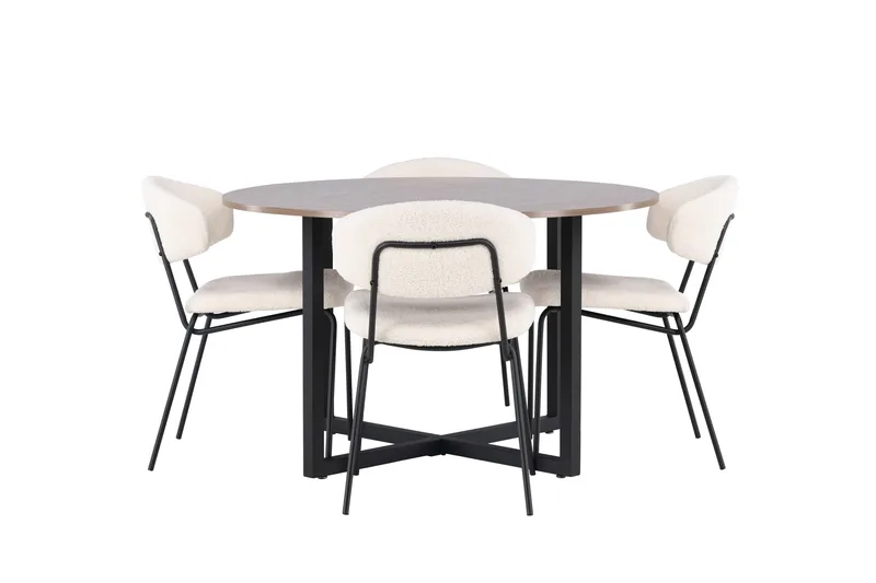 Durango Spisegruppe 120 cm Rund med 4 Chico Stole - Valnøtt - Møbler - Borde - Spisebordssæt