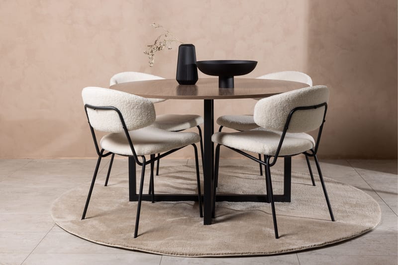 Durango Spisegruppe 120 cm Rund med 4 Chico Stole - Valnøtt - Møbler - Borde - Spisebordssæt