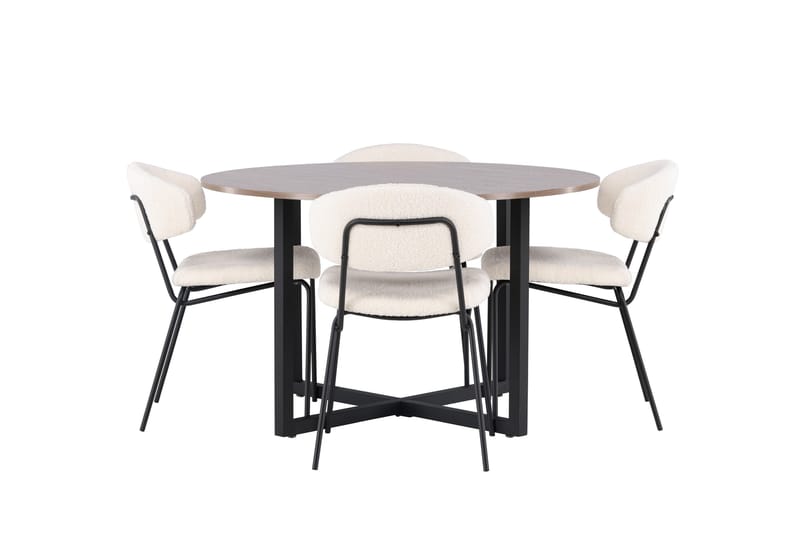 Durango Spisegruppe 120 cm Rund med 4 Chico Stole - Valnøtt - Møbler - Borde - Spisebordssæt