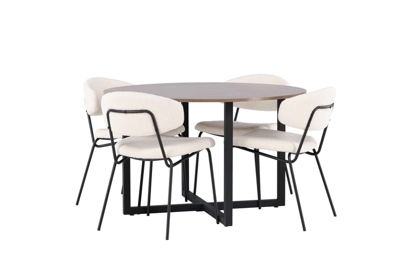 Durango Spisegruppe 120 cm Rund med 4 Chico Stole - Valnøtt - Møbler - Borde - Spisebordssæt